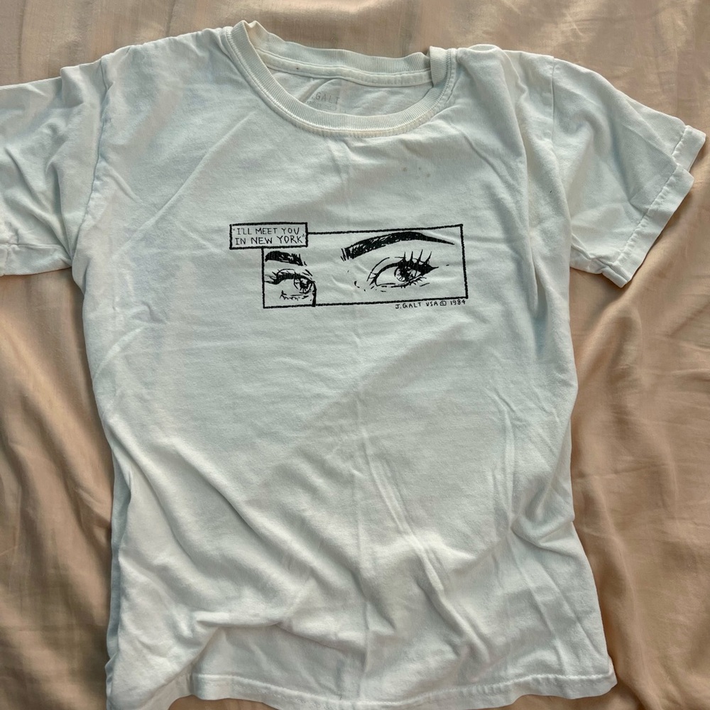 John Galt/Brandy Melville White Print Top